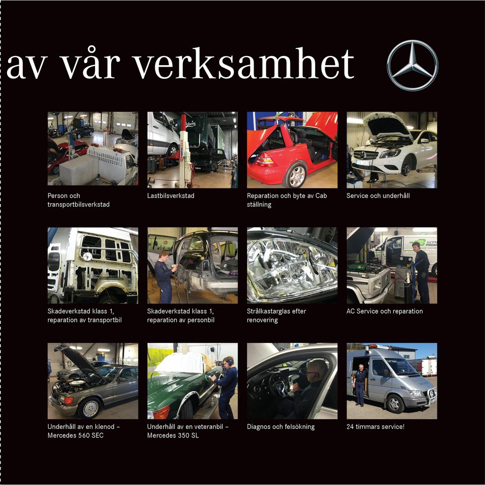 1, reparation av personbil Strålkastarglas efter renovering AC Service och reparation Underhåll av en