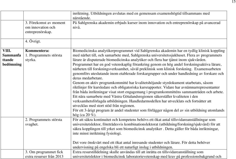 Programmets största svaghet. 3.