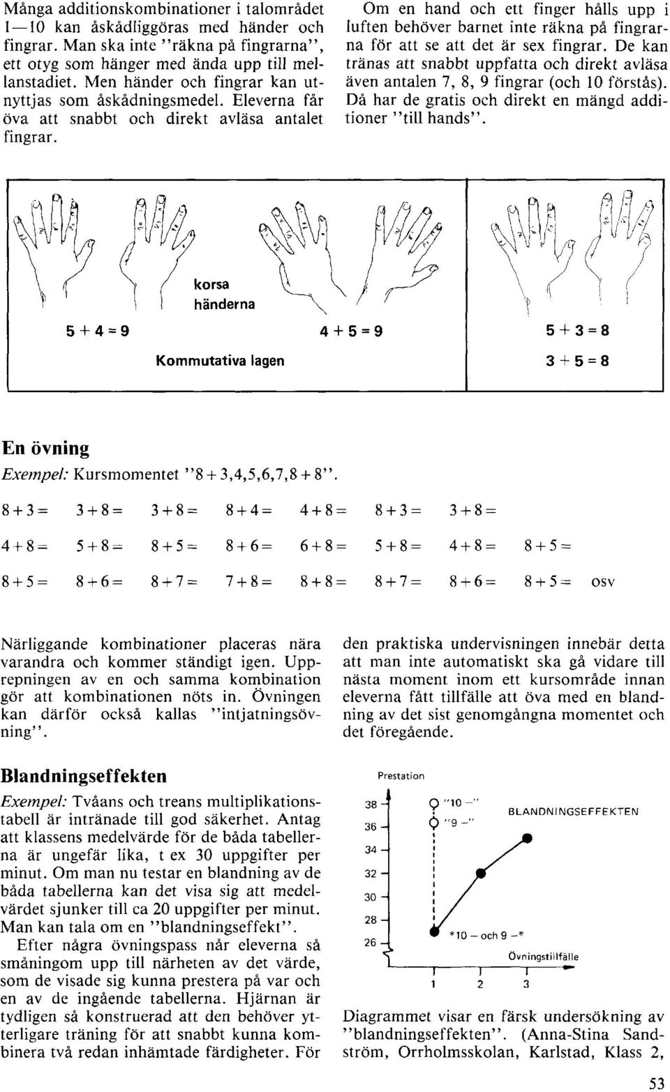 Om en hand och ett finger hålls upp i luften behöver barnet inte räkna på fingrarna för att se att det är sex fingrar.