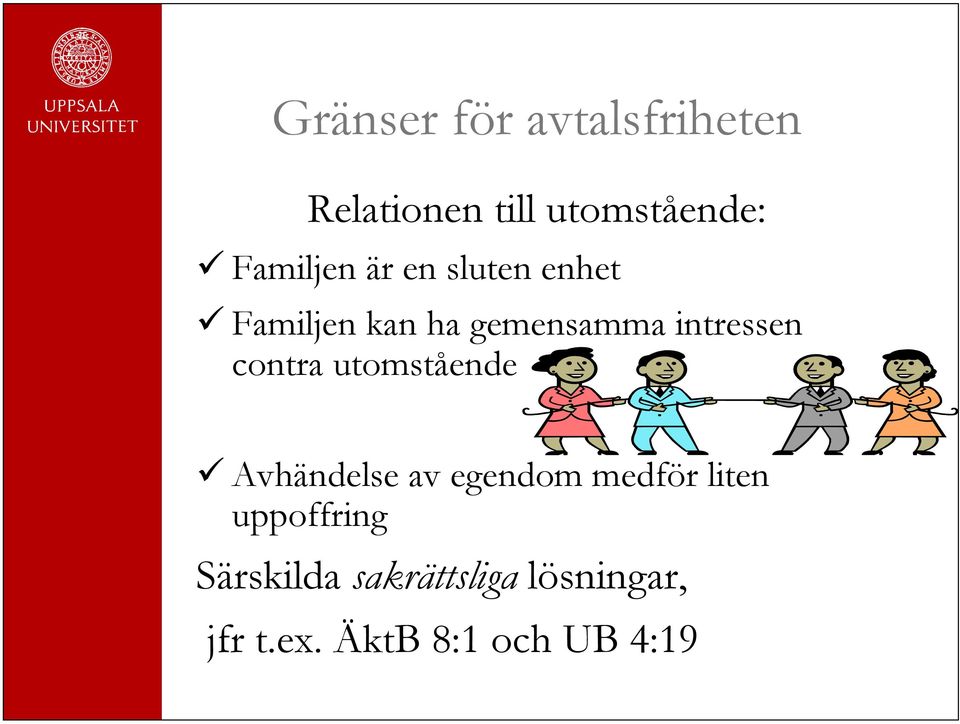intressen contra utomstående Avhändelse av egendom medför