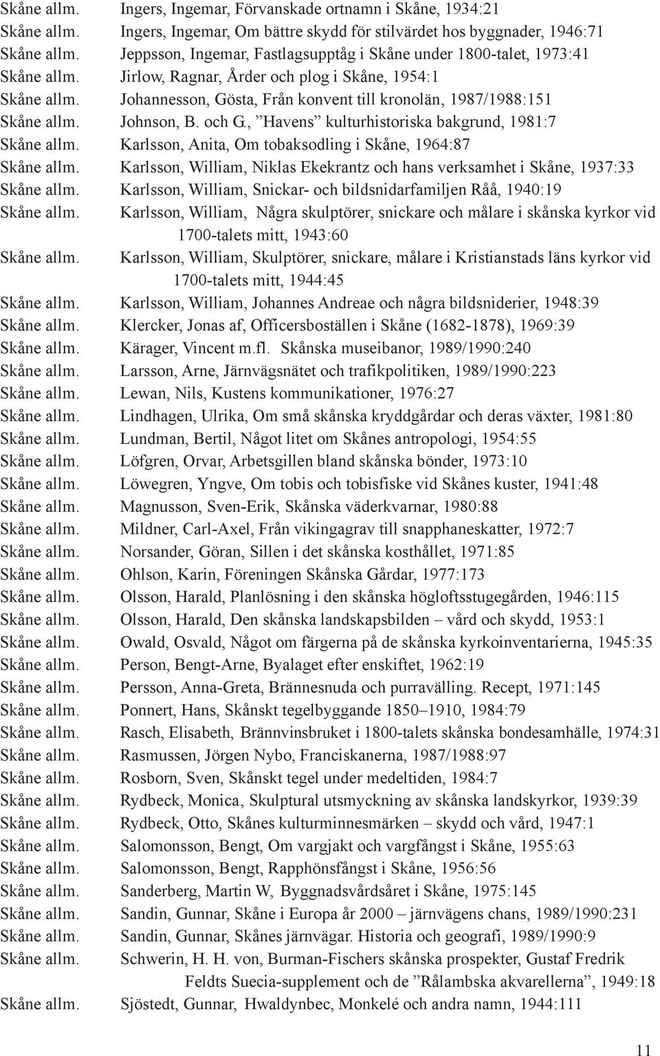 Johannesson, Gösta, Från konvent till kronolän, 1987/1988:151 Skåne allm. Johnson, B. och G., Havens kulturhistoriska bakgrund, 1981:7 Skåne allm.