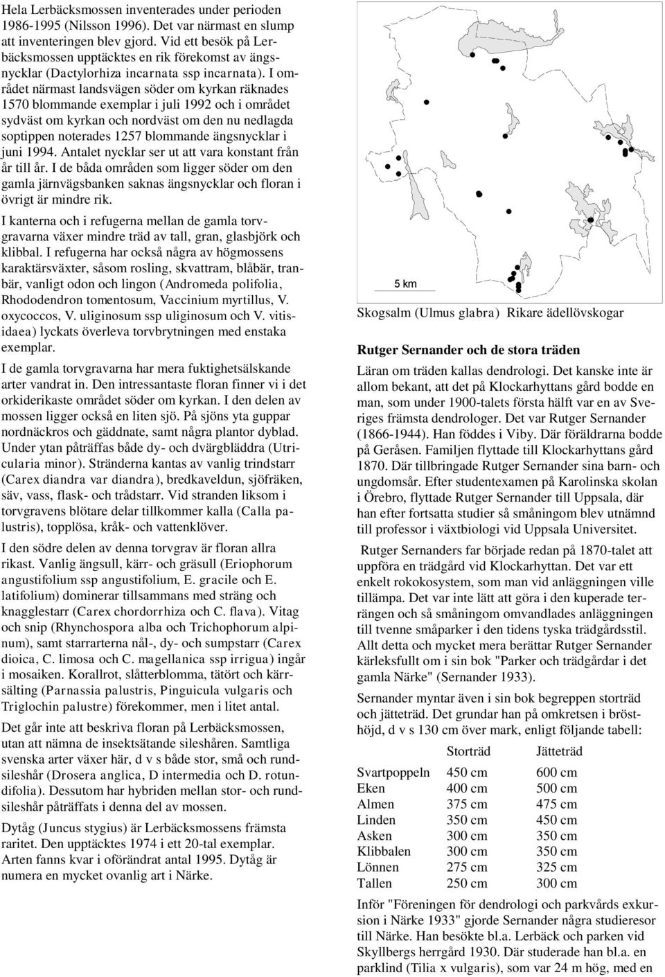 I området närmast landsvägen söder om kyrkan räknades 1570 blommande exemplar i juli 1992 och i området sydväst om kyrkan och nordväst om den nu nedlagda soptippen noterades 1257 blommande