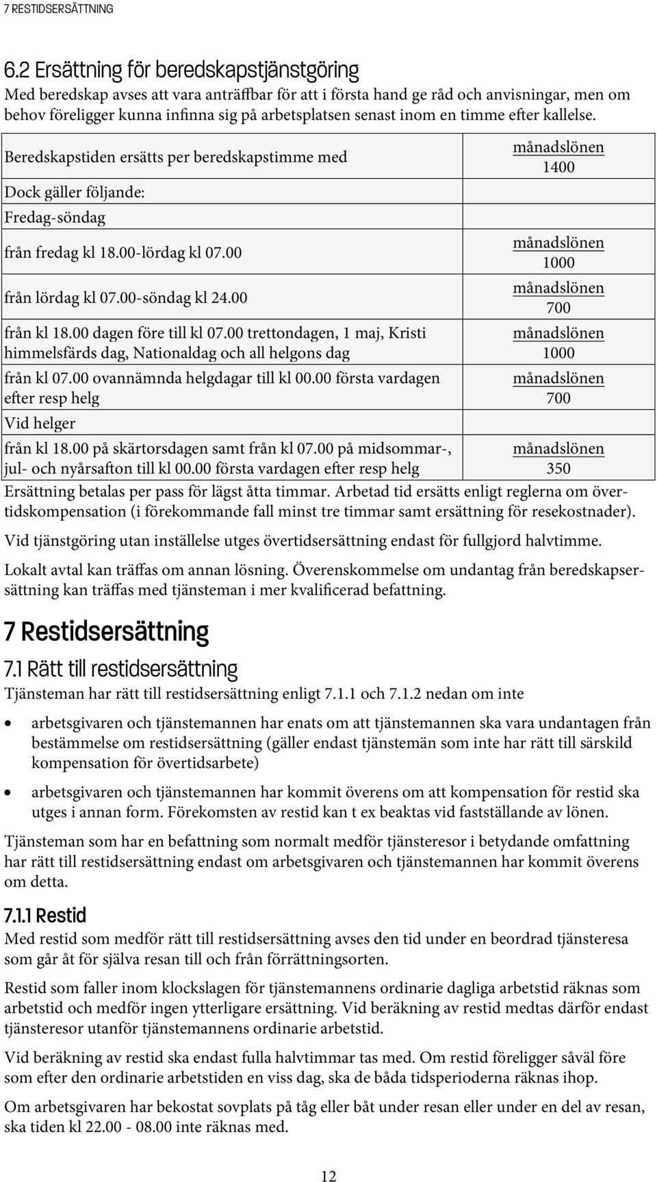 timme e er kallelse. Beredskapstiden ersätts per beredskapstimme med Dock gäller följande: Fredag-söndag från fredag kl 18.00-lördag kl 07.00 från lördag kl 07.00-söndag kl 24.00 från kl 18.