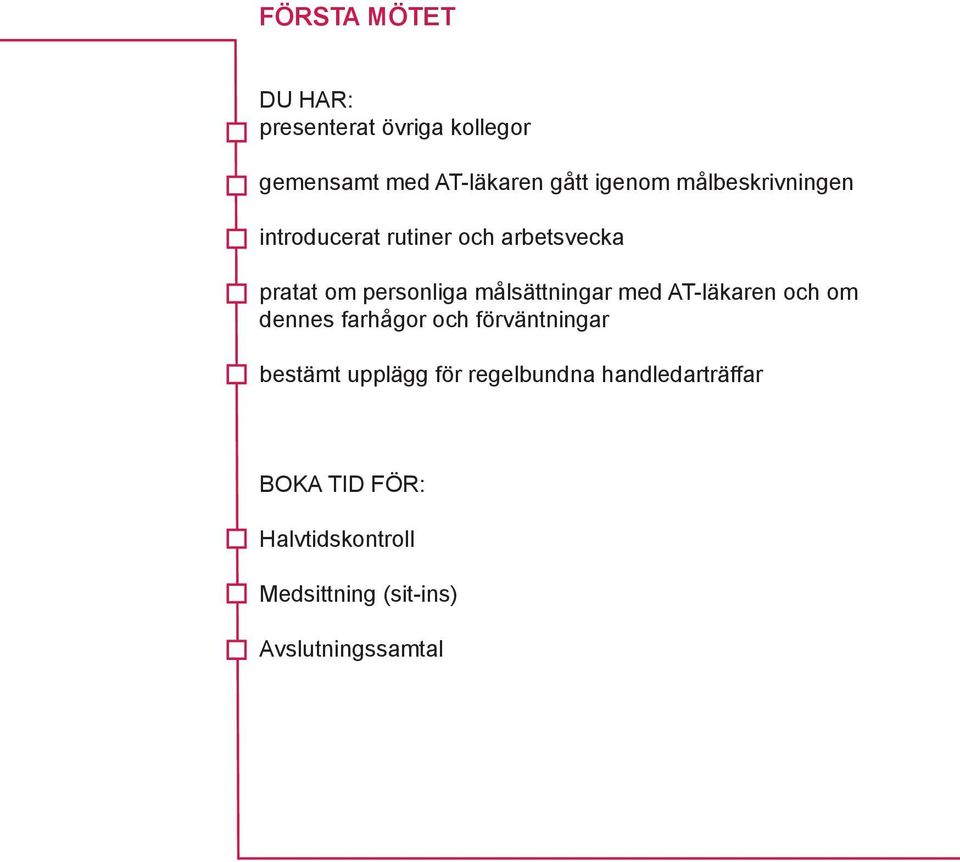 målsättningar med AT-läkaren och om dennes farhågor och förväntningar bestämt upplägg