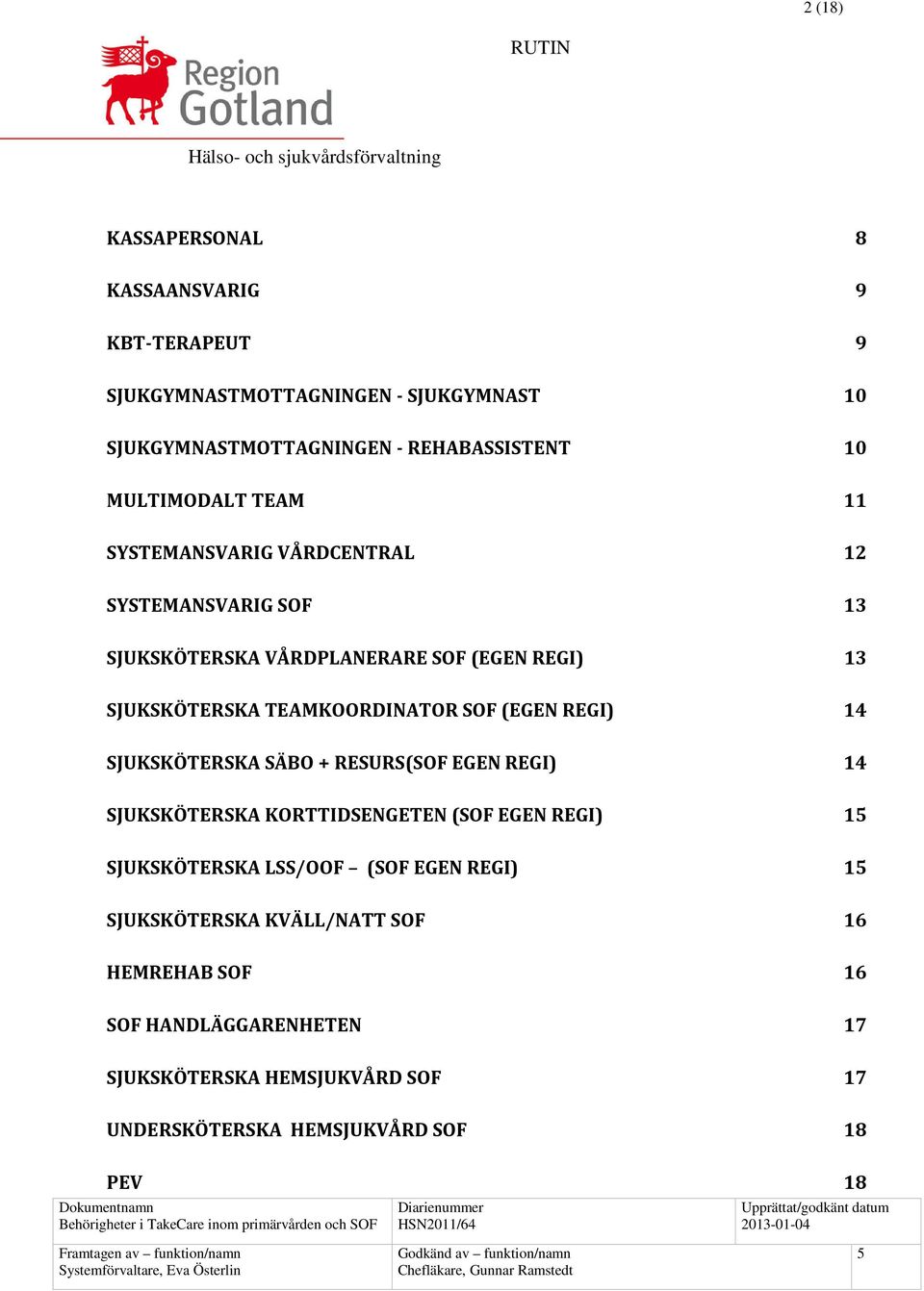 TEAMKOORDINATOR SOF (EGEN REGI) 14 SJUKSKÖTERSKA SÄBO + RESURS(SOF EGEN REGI) 14 SJUKSKÖTERSKA KORTTIDSENGETEN (SOF EGEN REGI) 1 SJUKSKÖTERSKA