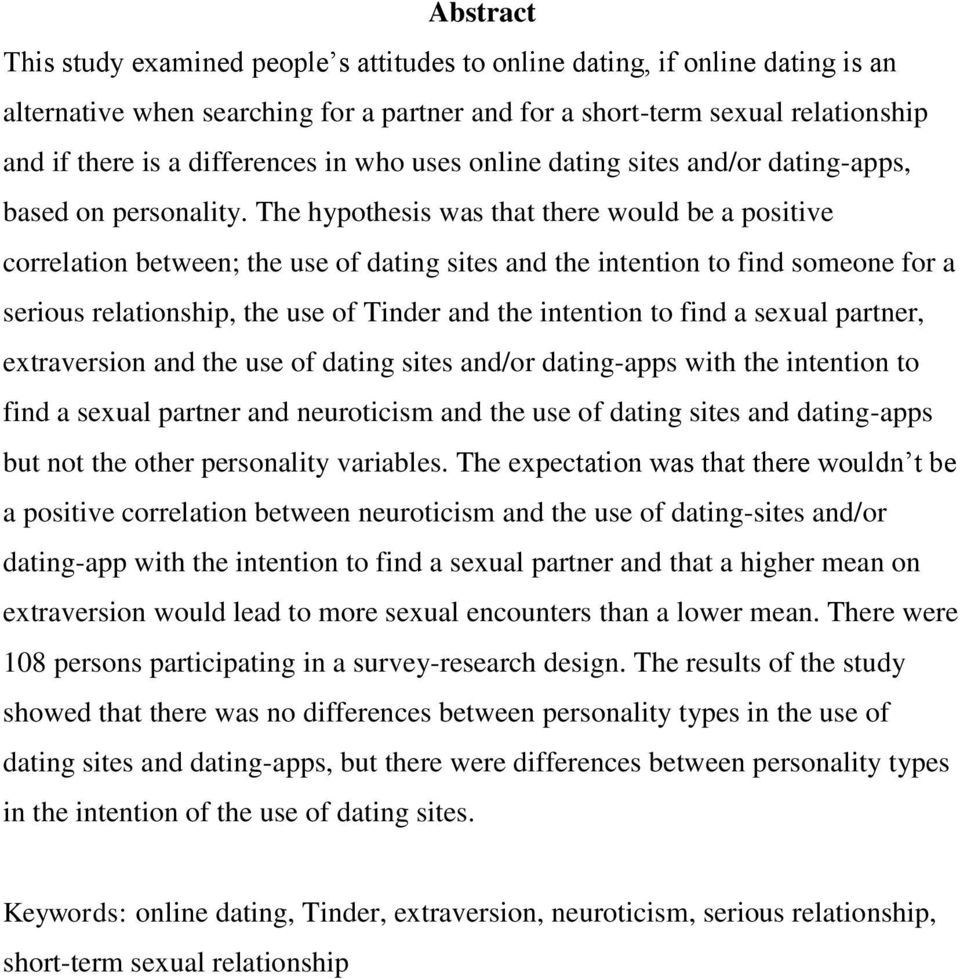 Online Dating forsknings rapport