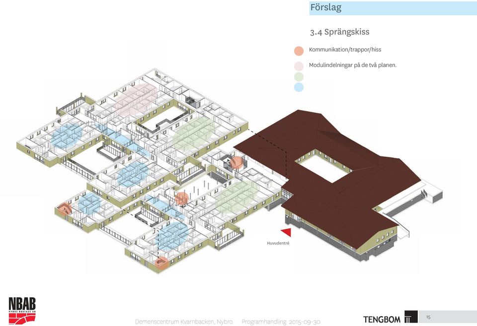 Modulindelningar på de två planen.