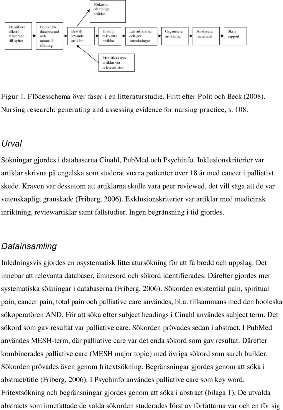 Kraven var dessutom att artiklarna skulle vara peer reviewed, det vill säga att de var vetenskapligt granskade (Friberg, 2006).