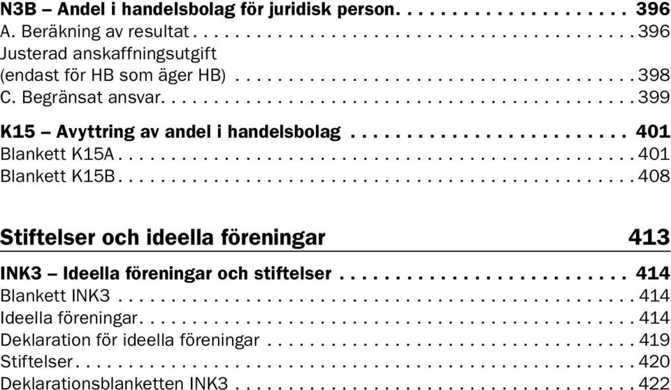 ............................................ 399 K15 Avyttring av andel i handelsbolag... 401 Blankett K15A...401 Blankett K15B.