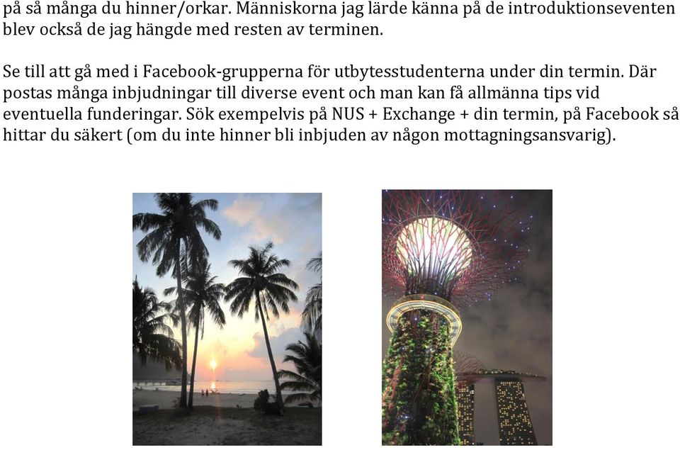 Se till att gå med i Facebook-grupperna för utbytesstudenterna under din termin.