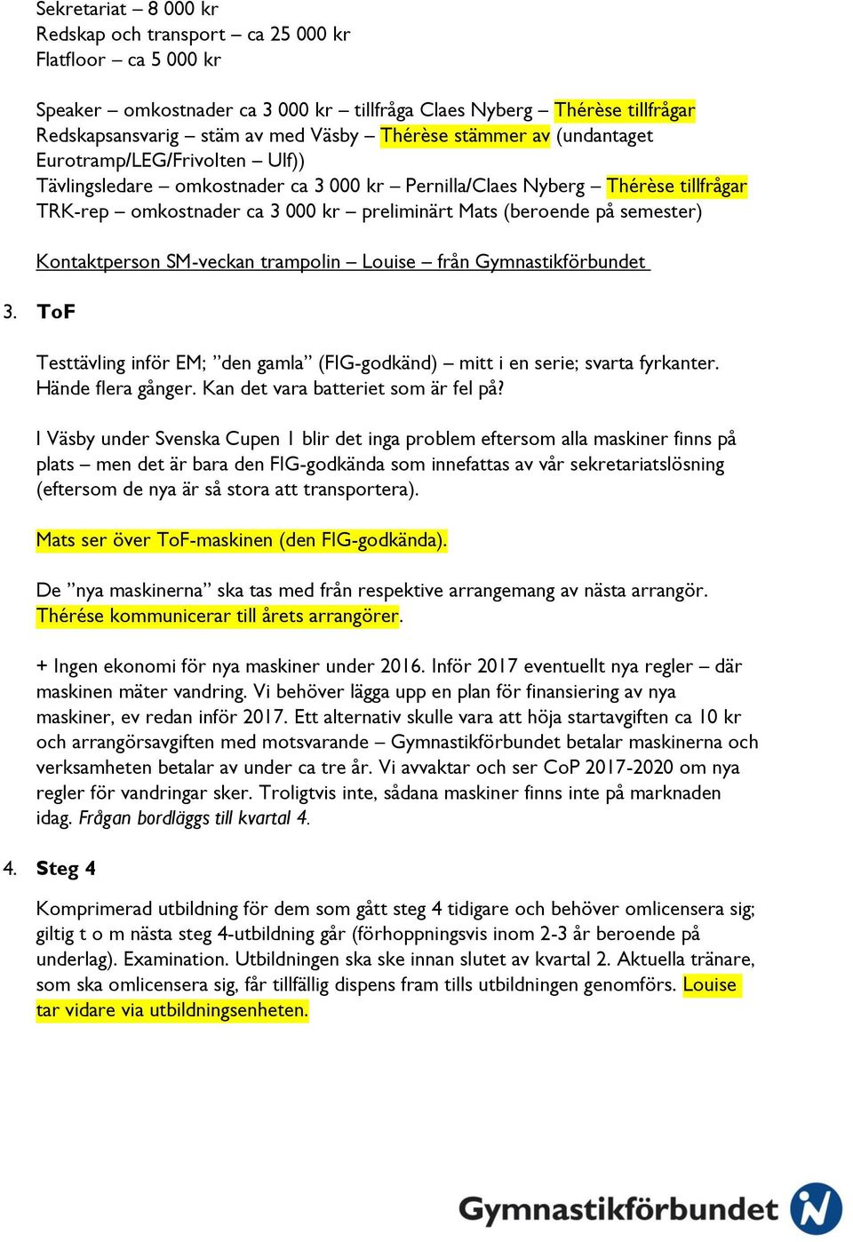 SM-veckan tramplin Luise från Gymnastikförbundet 3. TF Testtävling inför EM; den gamla (FIG-gdkänd) mitt i en serie; svarta fyrkanter. Hände flera gånger. Kan det vara batteriet sm är fel på?