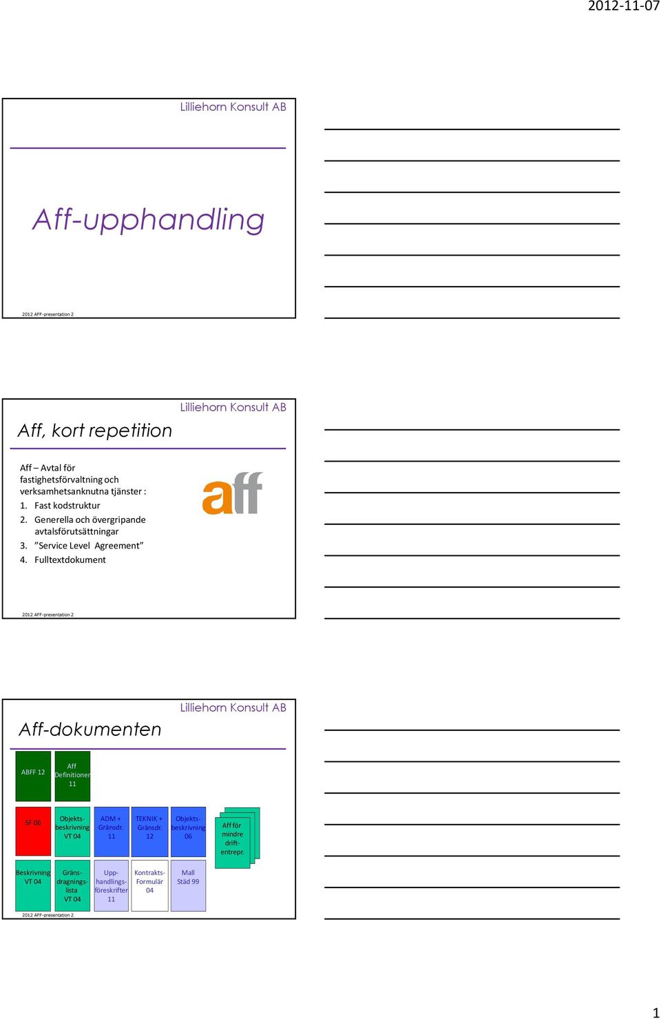 Fulltextdokument Aff-dokumenten ABFF 12 Aff Definitioner 11 SF 06 Objektsbeskrivning VT 04 ADM + Gränsdr. 11 TEKNIK + Gränsdr.