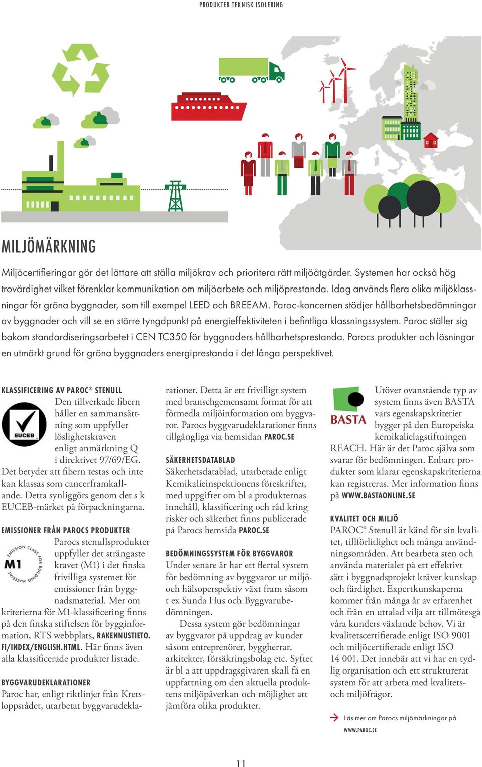 Paroc-koncernen stödjer hållbarhetsbedömningar av byggnader och vill se en större tyngdpunkt på energieffektiviteten i befi ntliga klassningssystem.