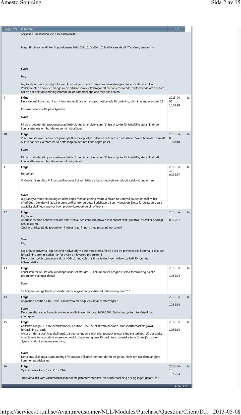 Verksamheten använder många av de artiklar som vi efterfrågar till mer än ett område, därför har de artiklar som har ett specifikt användningsområde dessa sammankopplade med ska kraven.