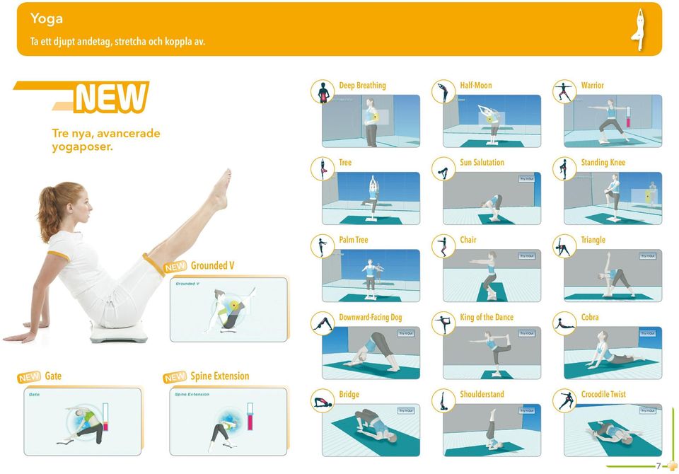 Deep Breathing Half-Moon Warrior Tree Sun Salutation Standing Knee Palm