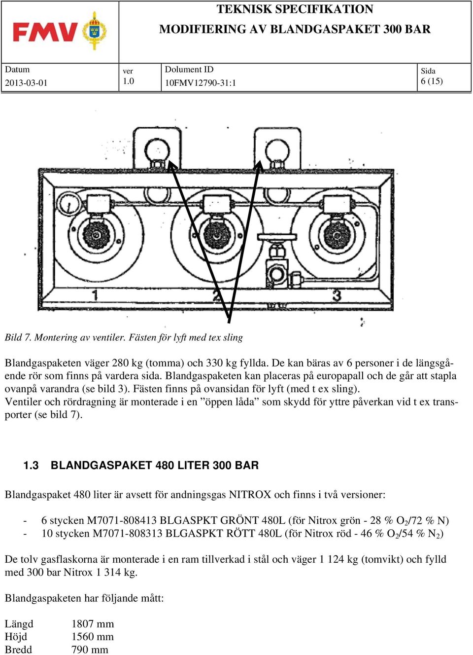 Ventiler och rördragning är monterade i en öppen låda som skydd för yttre påkan vid t ex transporter (se bild 7). 1.