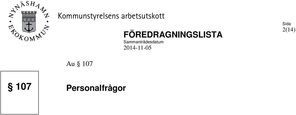 FÖREDRAGNINGSLISTA