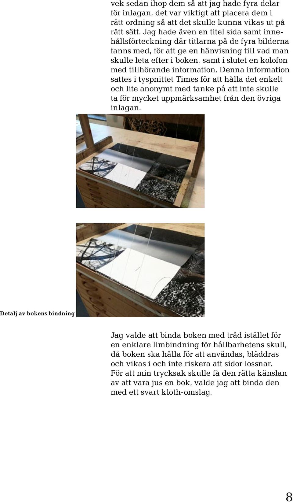 tillhörande information. Denna information sattes i tyspnittet Times för att hålla det enkelt och lite anonymt med tanke på att inte skulle ta för mycket uppmärksamhet från den övriga inlagan.