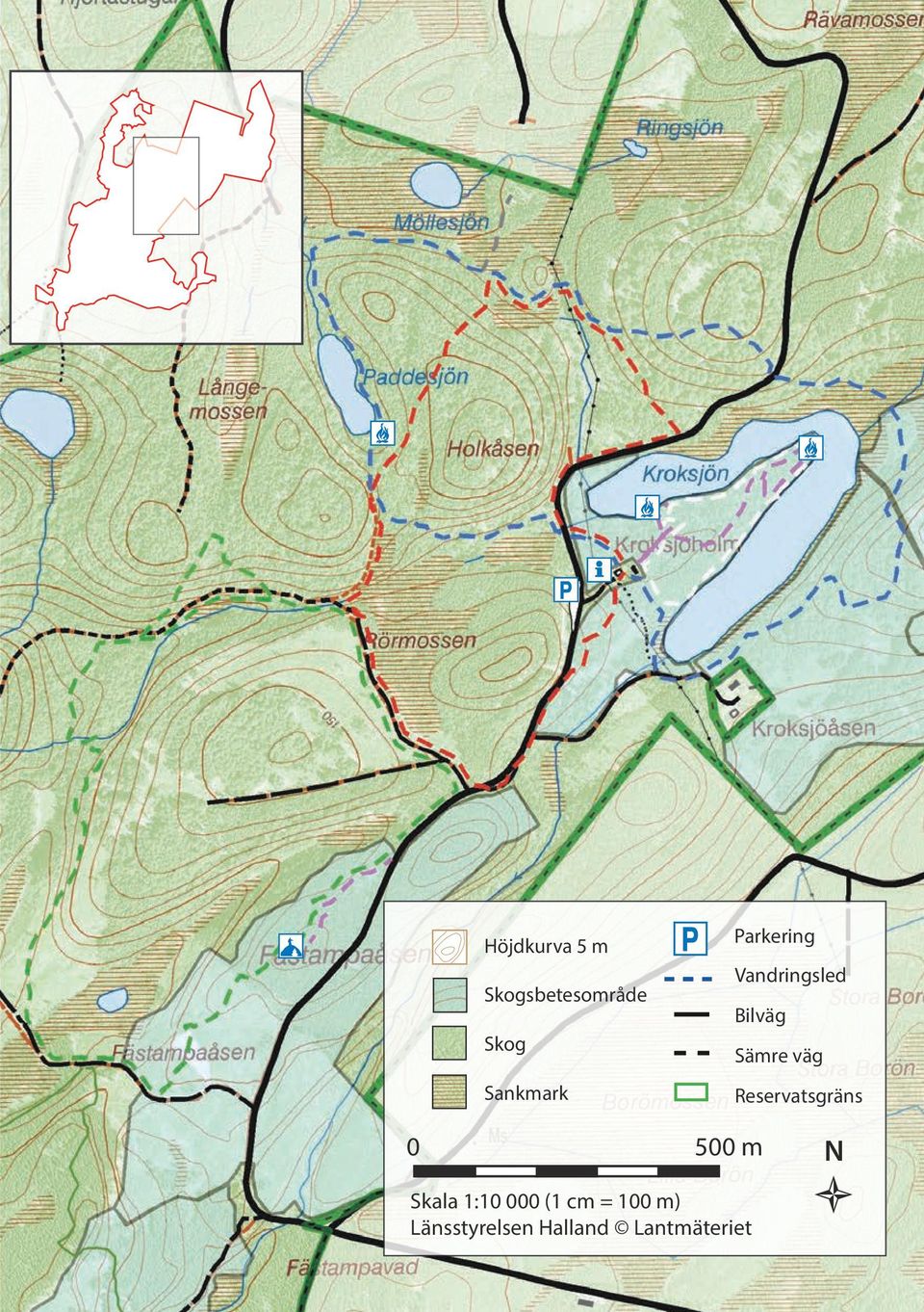 Sämre väg Reservatsgräns 0 500 m Skala 1:10