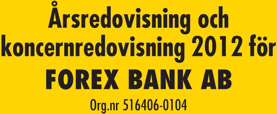 FOREX BANK AB Org.