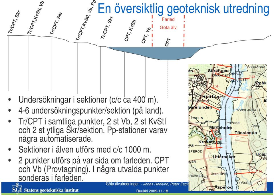 Tr/CPT i samtliga punkter, 2 st Vb, 2 st KvStI och 2 st ytliga Skr/sektion. Pp-stationer varav några automatiserade.