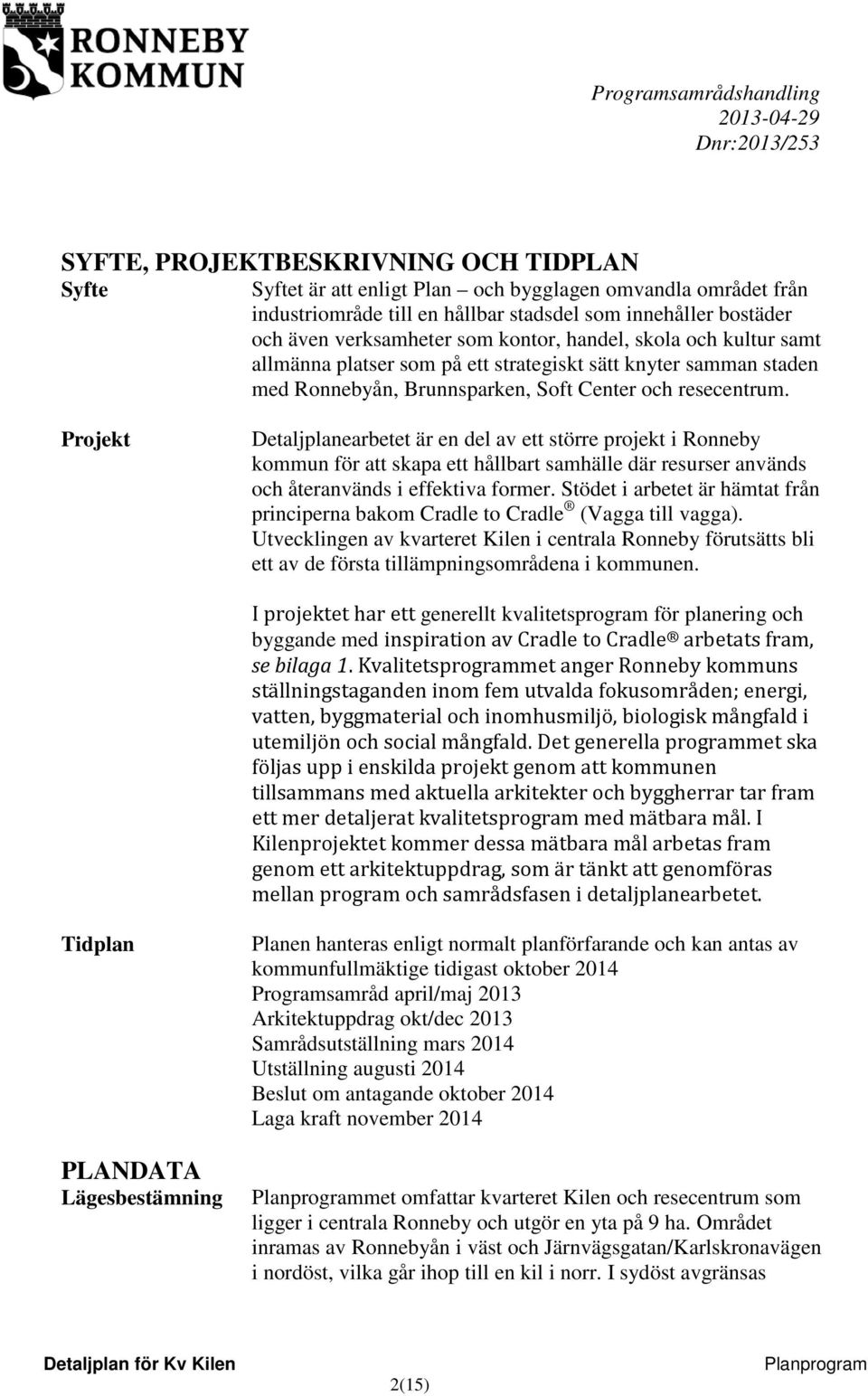 Projekt Detaljplanearbetet är en del av ett större projekt i Ronneby kommun för att skapa ett hållbart samhälle där resurser används och återanvänds i effektiva former.