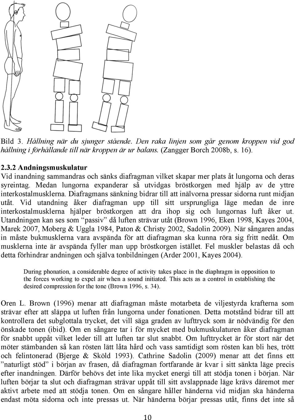 Vid utandning åker diafragman upp till sitt ursprungliga läge medan de inre interkostalmusklerna hjälper bröstkorgen att dra ihop sig och lungornas luft åker ut.