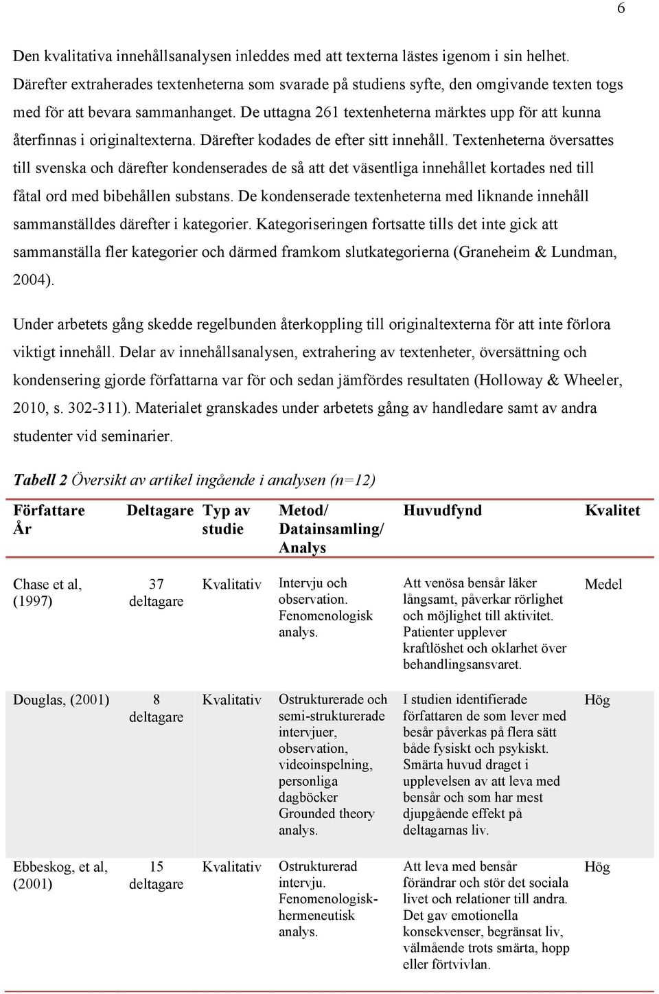 De uttagna 261 textenheterna märktes upp för att kunna återfinnas i originaltexterna. Därefter kodades de efter sitt innehåll.