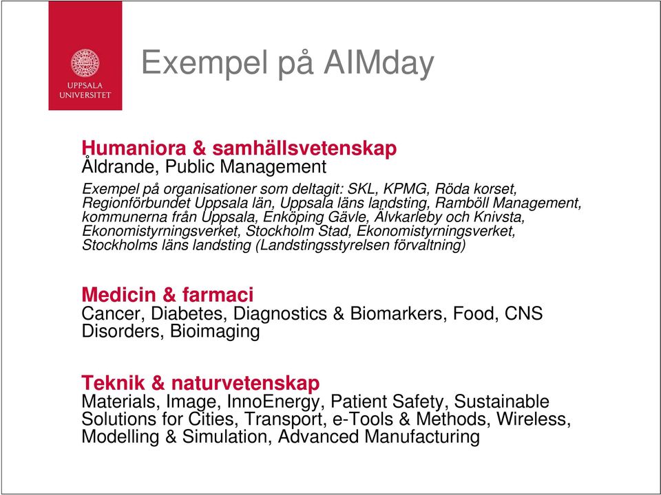 Ekonomistyrningsverket, Stockholms läns landsting (Landstingsstyrelsen förvaltning) Medicin & farmaci Cancer, Diabetes, Diagnostics & Biomarkers, Food, CNS Disorders,