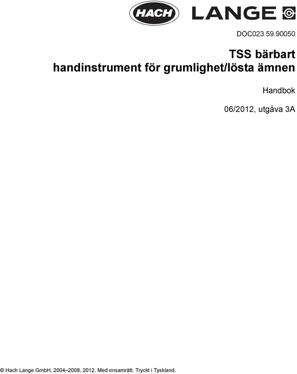 grumlighet/lösta ämnen Handbok 06/2012,