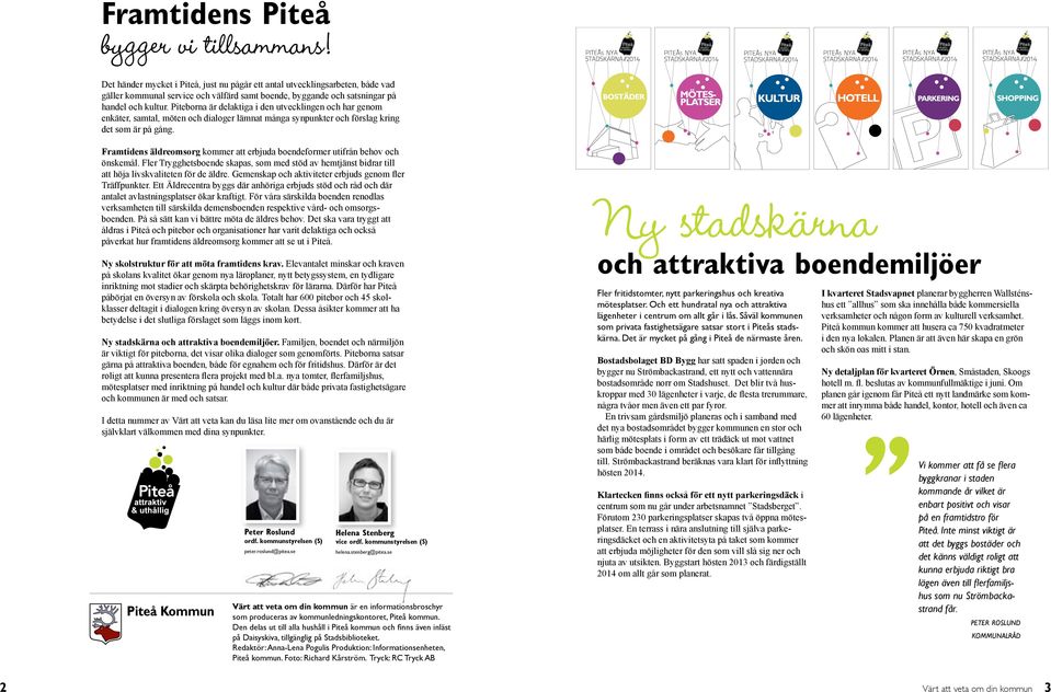 Piteborna är delaktiga i den utvecklingen och har genom enkäter, samtal, möten och dialoger lämnat många synpunkter och förslag kring det som är på gång.