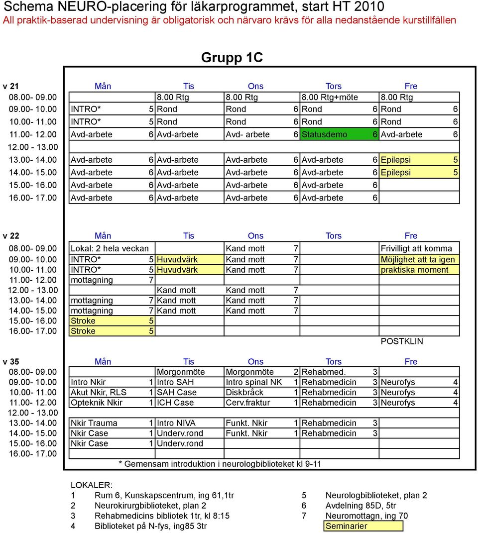 00 Avd-arbete 6 Avd-arbete Avd- arbete 6 Statusdemo 6 Avd-arbete 6 12.00-13.00 13.00-14.00 Avd-arbete 6 Avd-arbete Avd-arbete 6 Avd-arbete 6 Epilepsi 5 14.00-15.