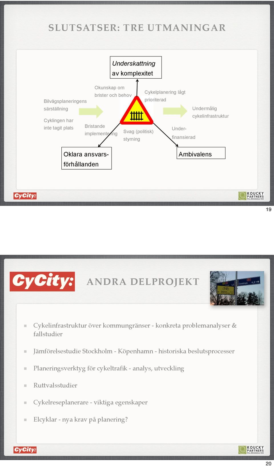 Ambivalens 19 ANDRA DELPROJEKT Cykelinfrastruktur över kommungränser - konkreta problemanalyser & fallstudier Jämförelsestudie Stockholm - Köpenhamn -