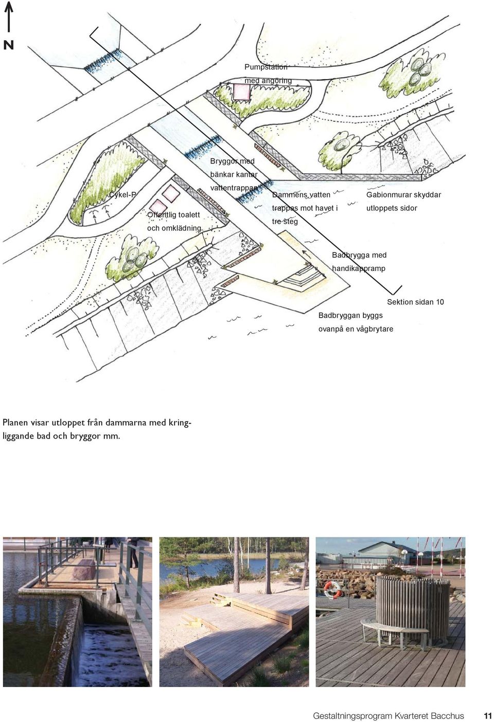 sidor Badbrygga med handikappramp Sektion sidan 10 Badbryggan byggs ovanpå en vågbrytare Planen