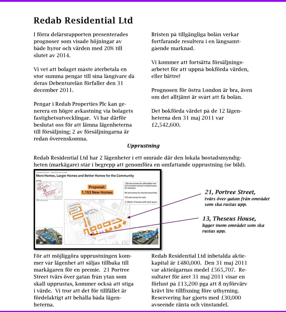 Pengar i Redab Properties Plc kan generera en högre avkastning via bolagets fastighetsutvecklingar.