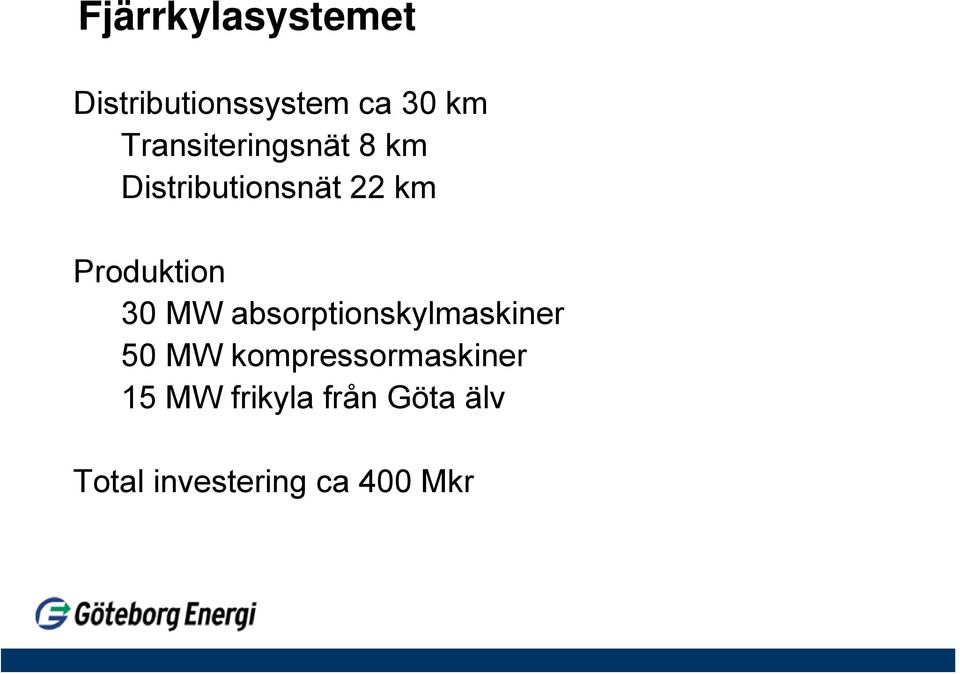 Produktion 30 MW absorptionskylmaskiner 50 MW