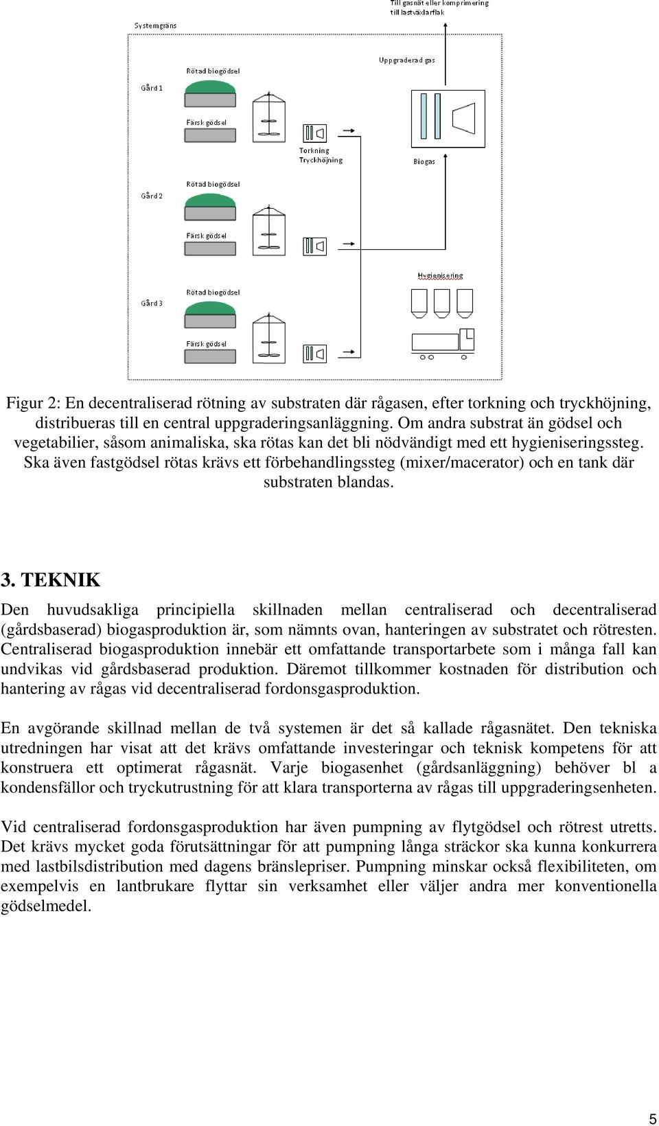 Ska även fastgödsel rötas krävs ett förbehandlingssteg (mixer/macerator) och en tank där substraten blandas. 3.