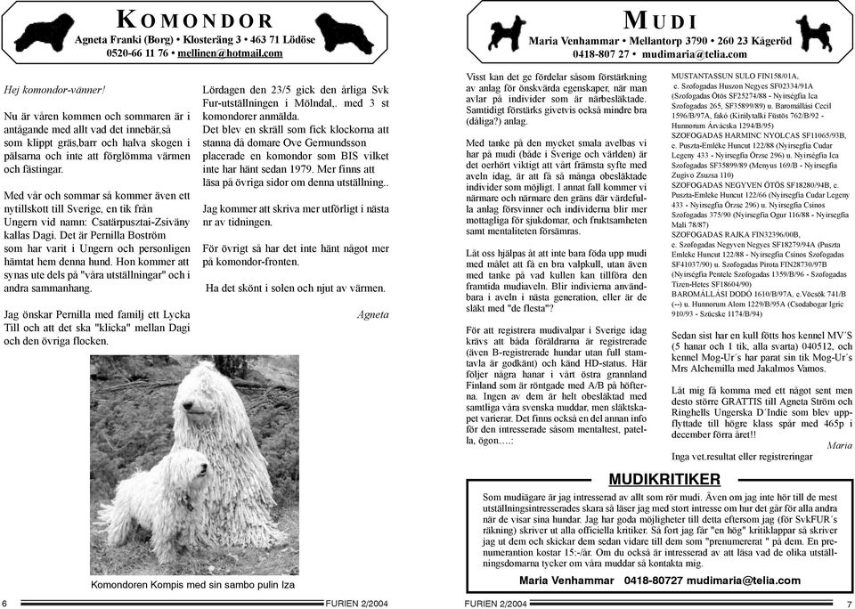 Det är Pernilla Boström som har varit i Ungern och personligen hämtat hem denna hund. Hon kommer att synas ute dels på "våra utställningar" och i andra sammanhang.