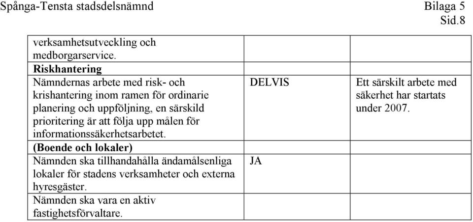 särskild prioritering är att följa upp målen för informationssäkerhetsarbetet.