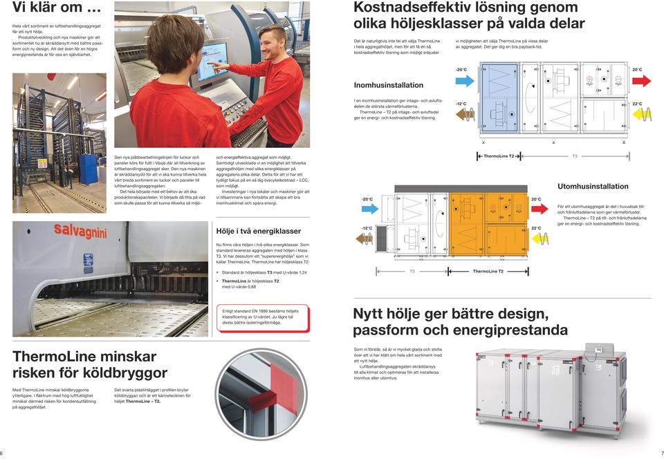 Det är naturligtvis inte fel att välja ThermoLine i hela aggregathöljet, men för att få en så kostnadseffektiv lösning som möjligt erbjuder vi möjligheten att välja ThermoLine på vissa delar av