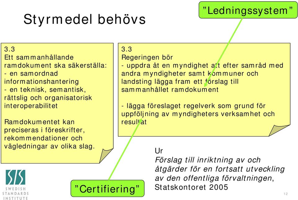 kan preciseras i föreskrifter, rekommendationer och vägledningar av olika slag. Certifiering 3.