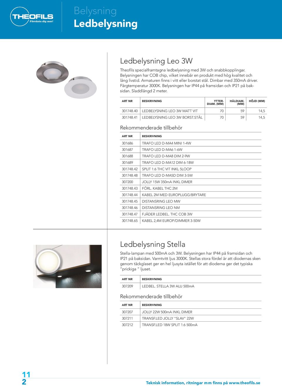 40 LEDBELYSNING LEO 3W MATT VIT 70 59 14,5 301748.41 LEDBELYSNING LEO 3W BORST.