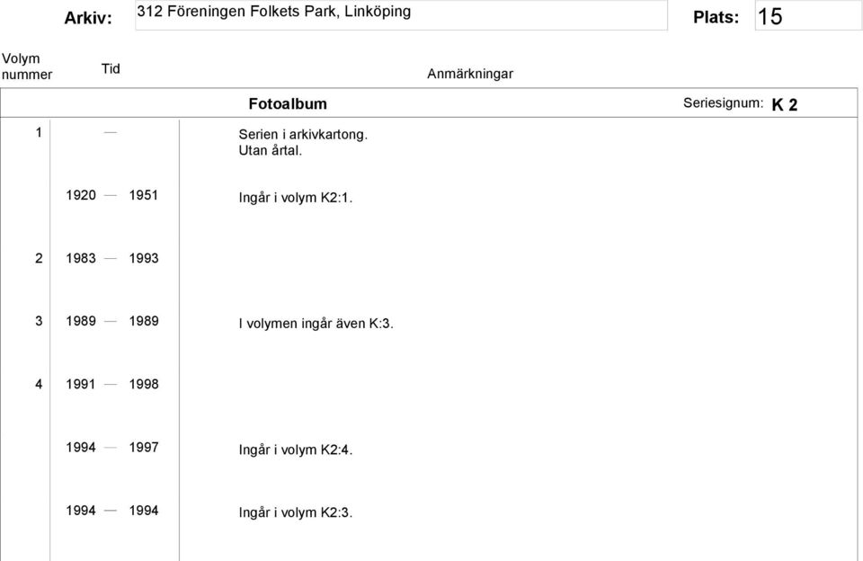 2 1983 1993 3 1989 1989 I volymen ingår även K:3.