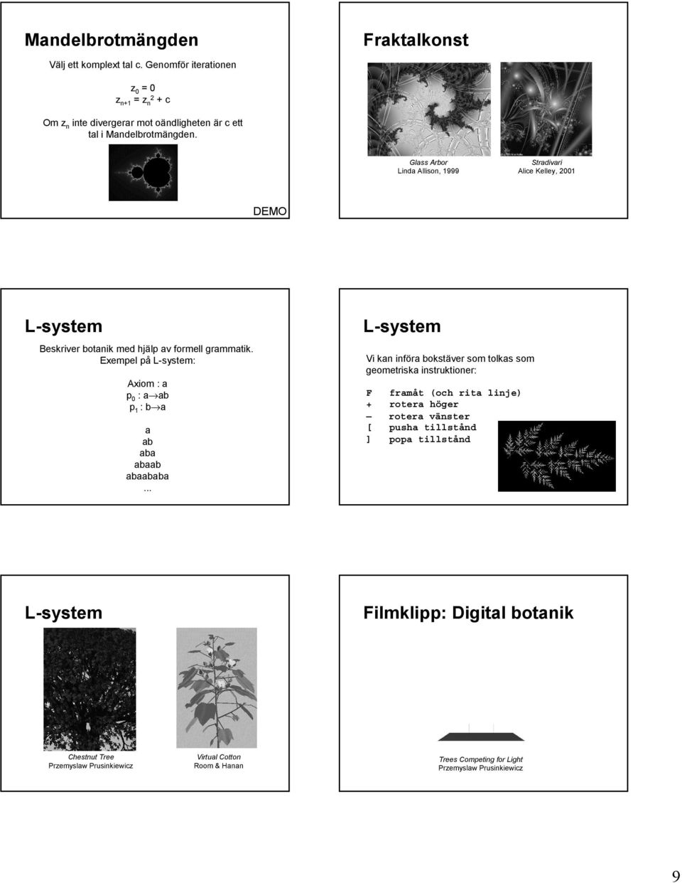 Exempel på L-system: Axiom : a p 0 : a ab p 1 : b a a ab aba abaab abaababa.
