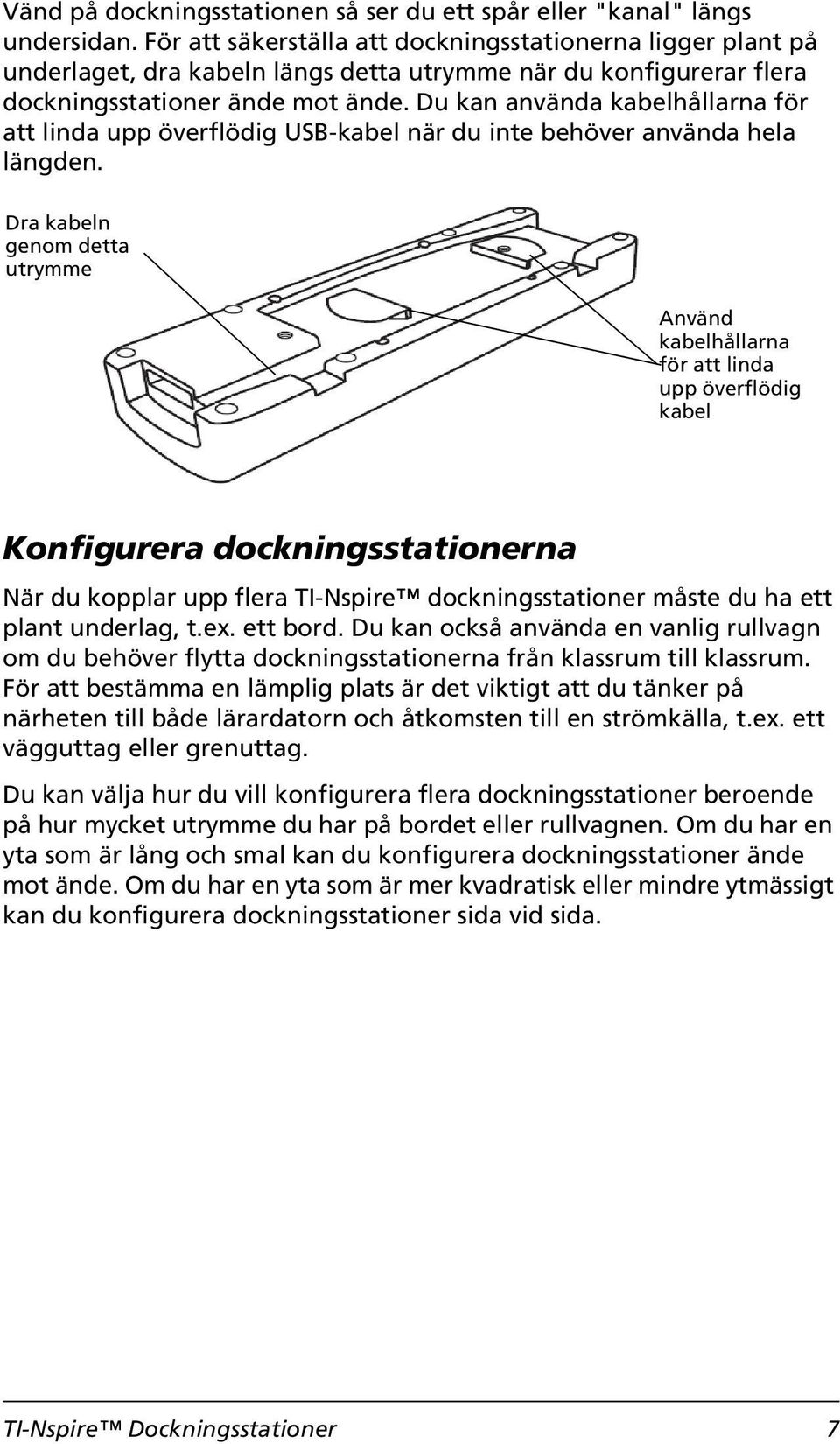 Du kan använda kabelhållarna för att linda upp överflödig USB-kabel när du inte behöver använda hela längden.