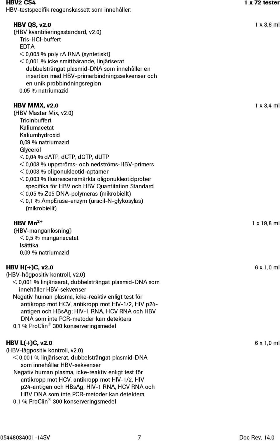 unik probbindningsregion 0,05 % natriumazid HBV MMX, v2.0 (HBV Master Mix, v2.