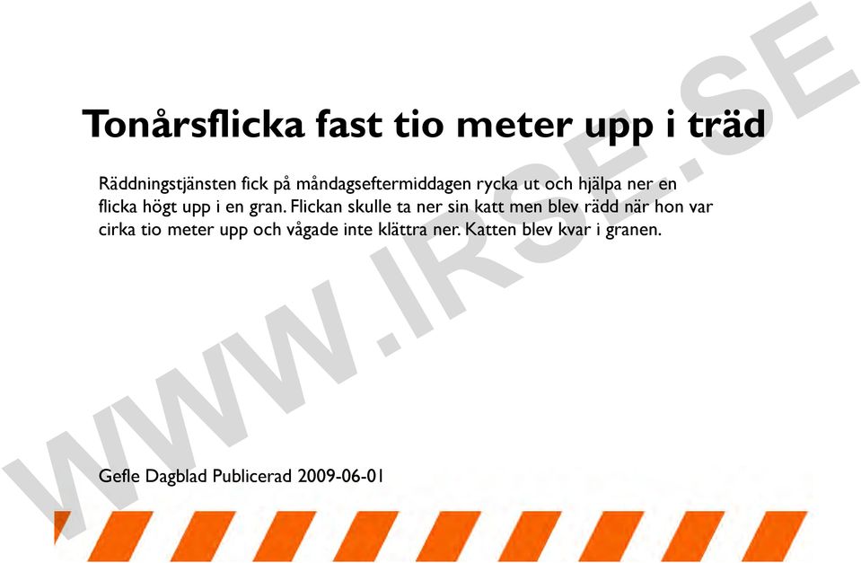 Flickan skulle ta ner sin katt men blev rädd när hon var cirka tio meter upp