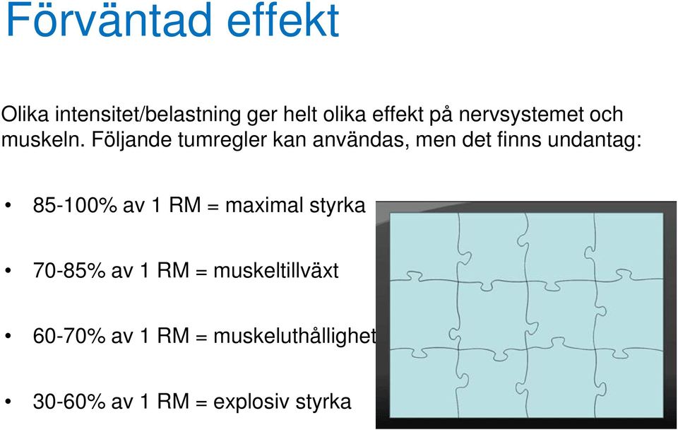 Följande tumregler kan användas, men det finns undantag: 85-100% av 1