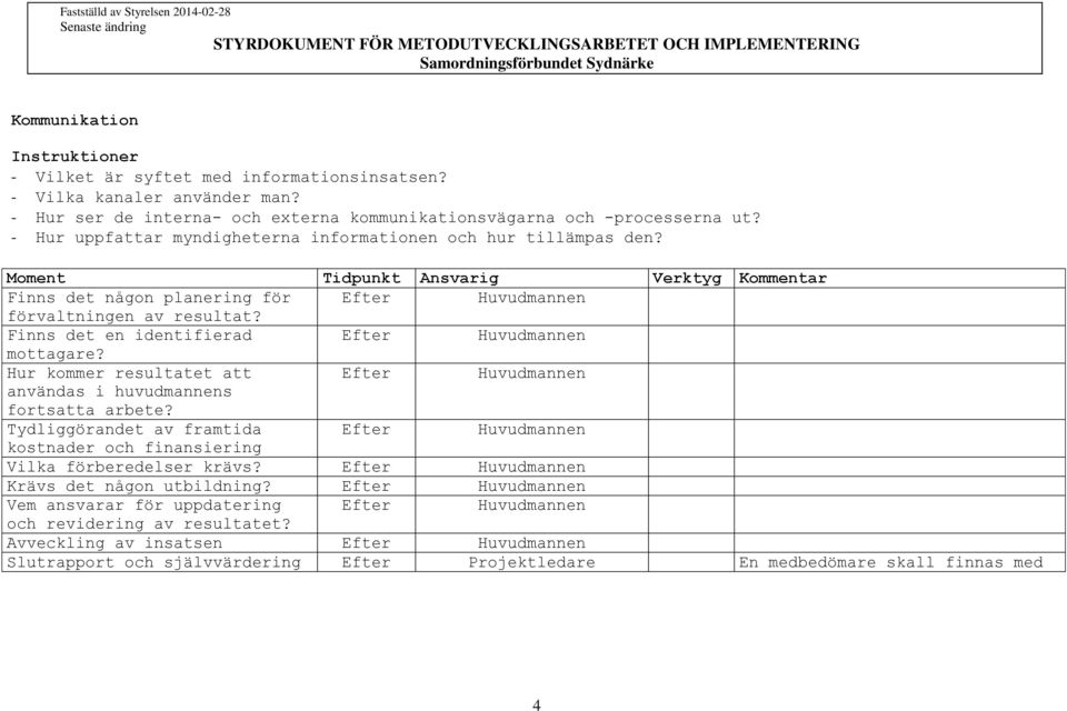 Hur kommer resultatet att Efter användas i huvudmannens fortsatta arbete? Tydliggörandet av framtida Efter kostnader och finansiering Vilka förberedelser krävs?