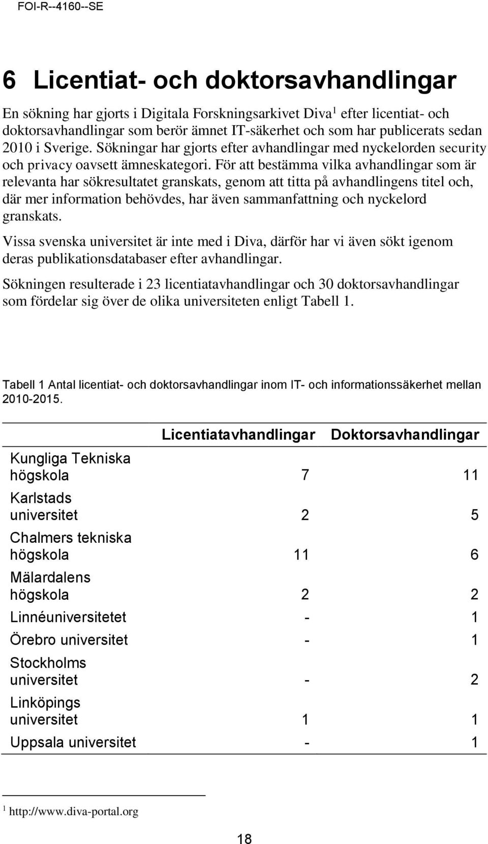 För att bestämma vilka avhandlingar som är relevanta har sökresultatet granskats, genom att titta på avhandlingens titel och, där mer information behövdes, har även sammanfattning och nyckelord